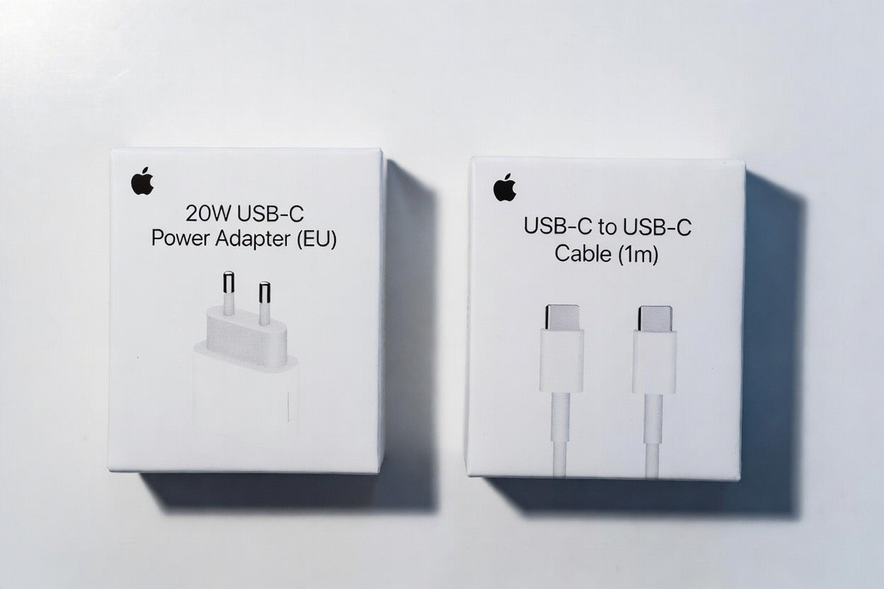 20W USB-C Charger + 1M Cable Bundle (iPhone 15-17) — EU Plug