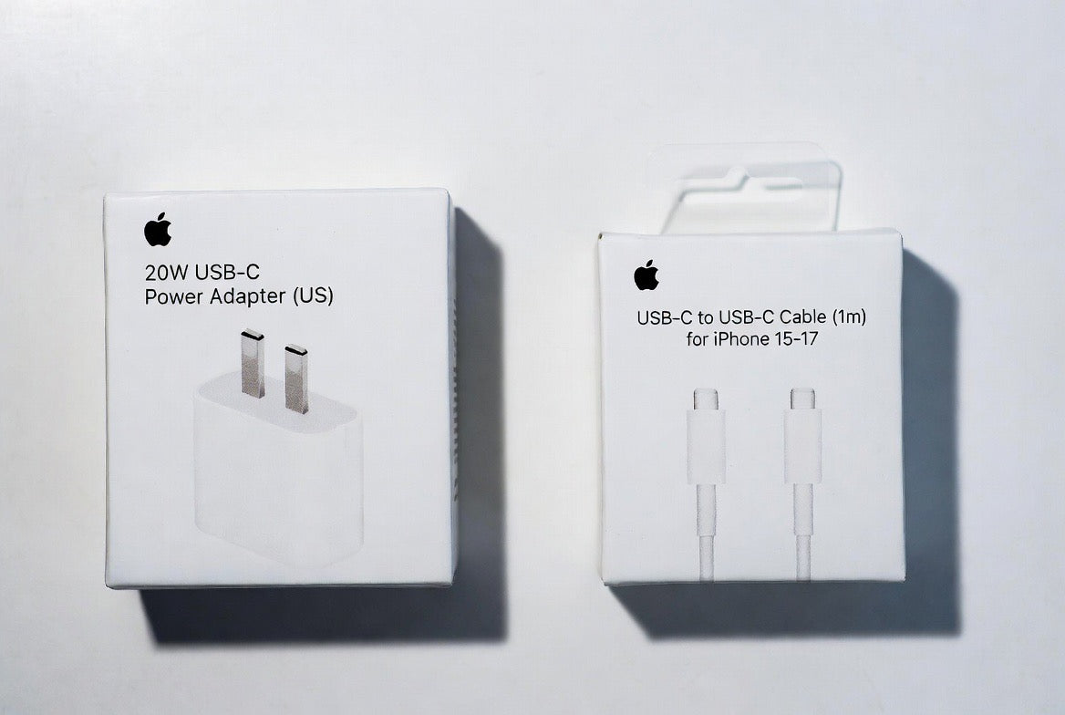 20W USB-C Charger + 1M Cable Bundle (iPhone 15-17) — US Plug
