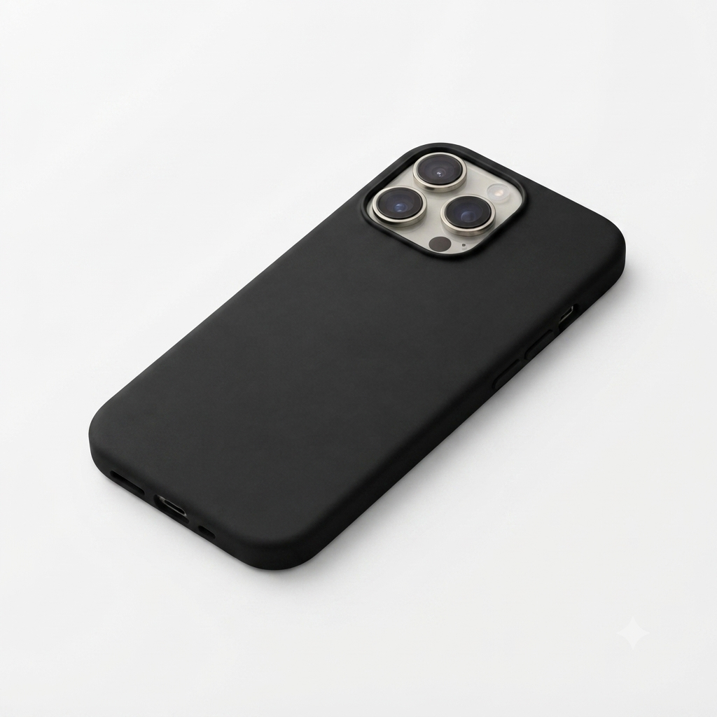 Matte black liquid silicone MagSafe case for iPhone 16 Pro